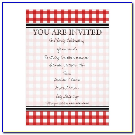 Red Gingham Party Invitations