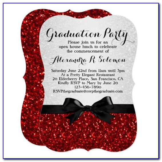 Red Glitter Graduation Party Invitations