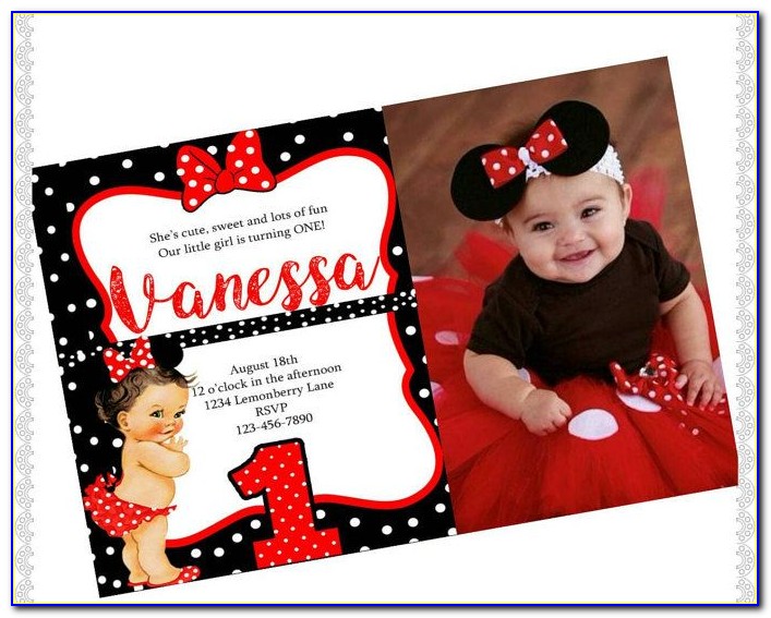 Red Minnie Mouse 1st Birthday Invitations