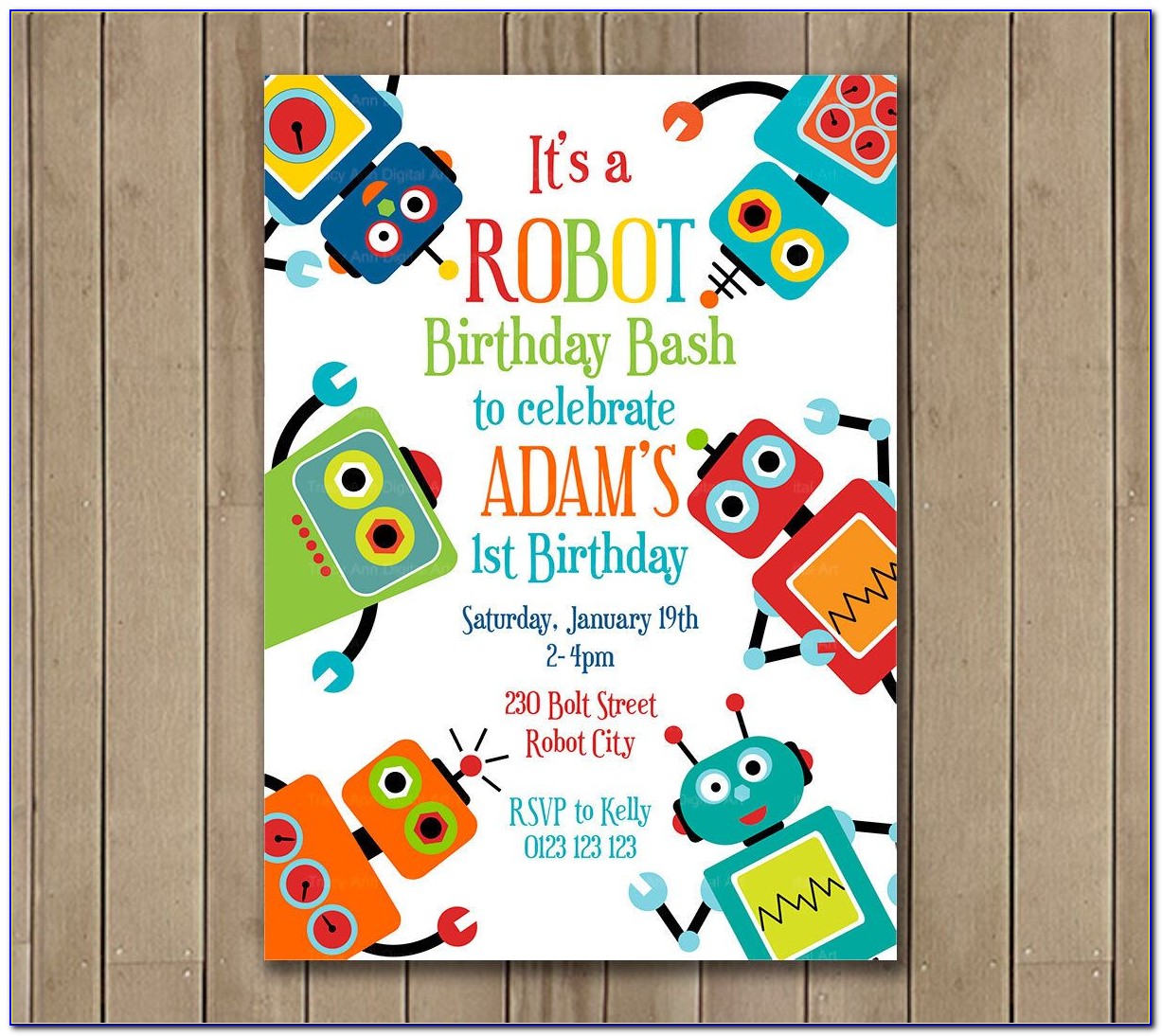 Robot Birthday Invitation Printable