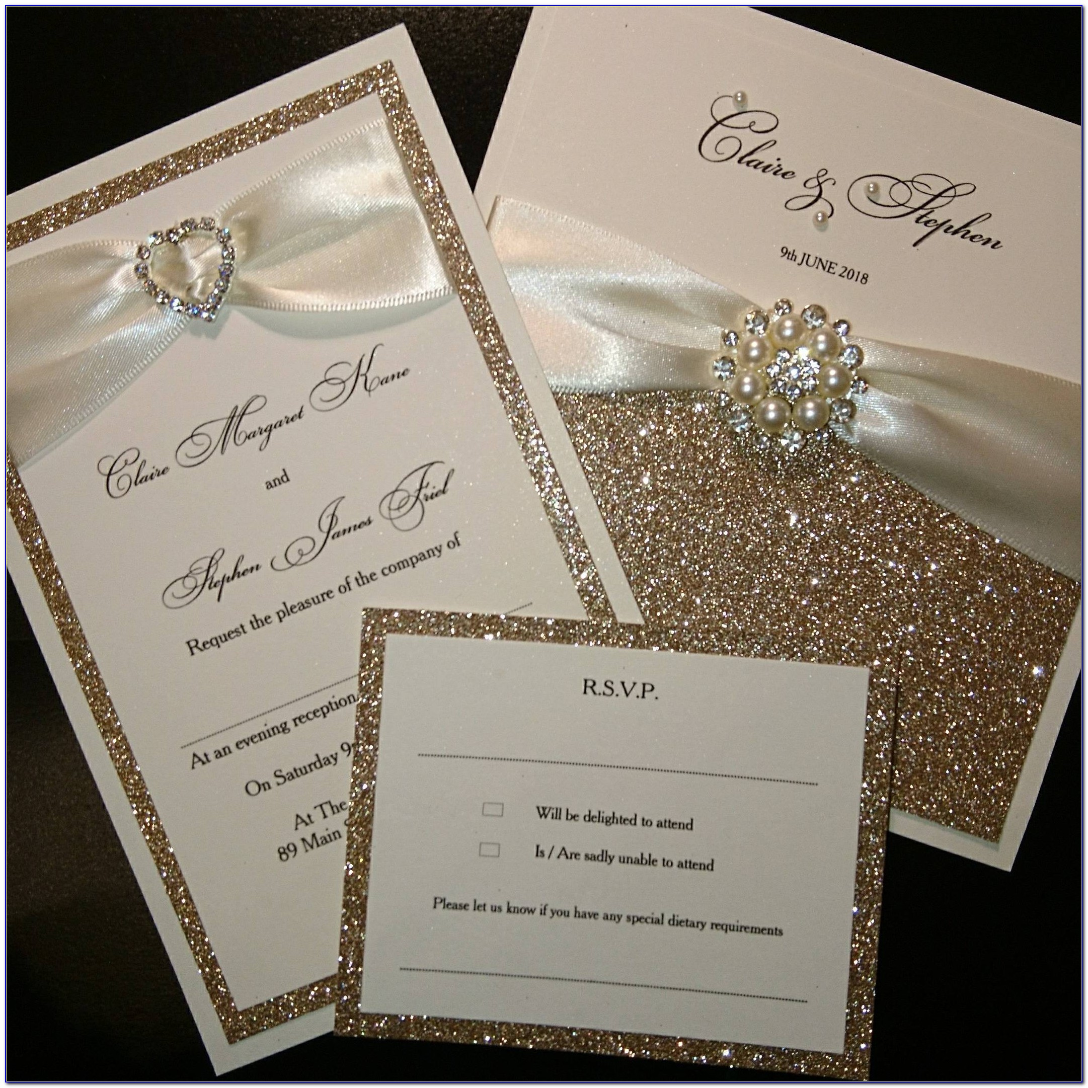 Rose Gold And Champagne Wedding Invitations