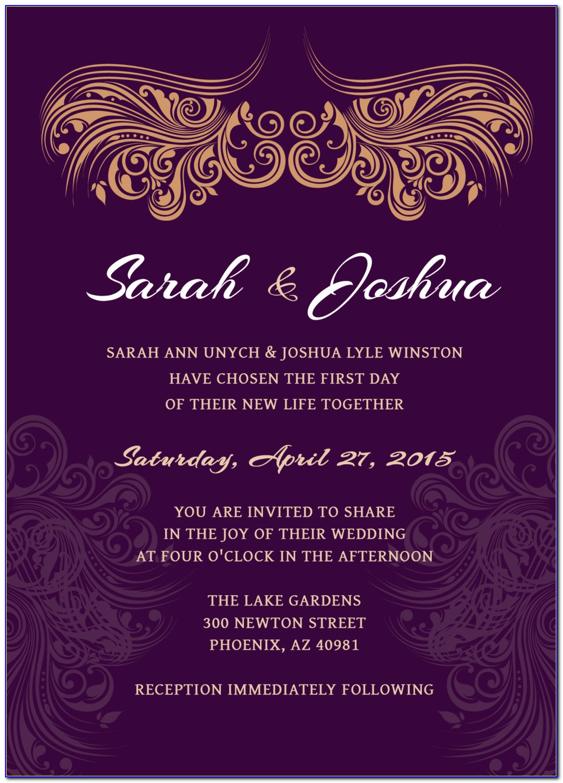 Rose Gold And Mauve Wedding Invitations
