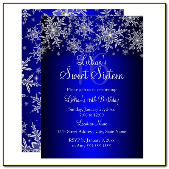 Royal Blue And Silver Birthday Invitation Cards