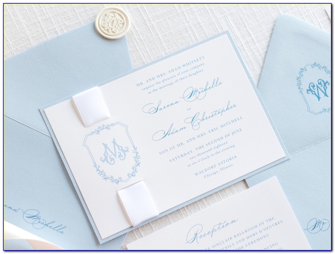 Royal Blue Silver And White Wedding Invitations