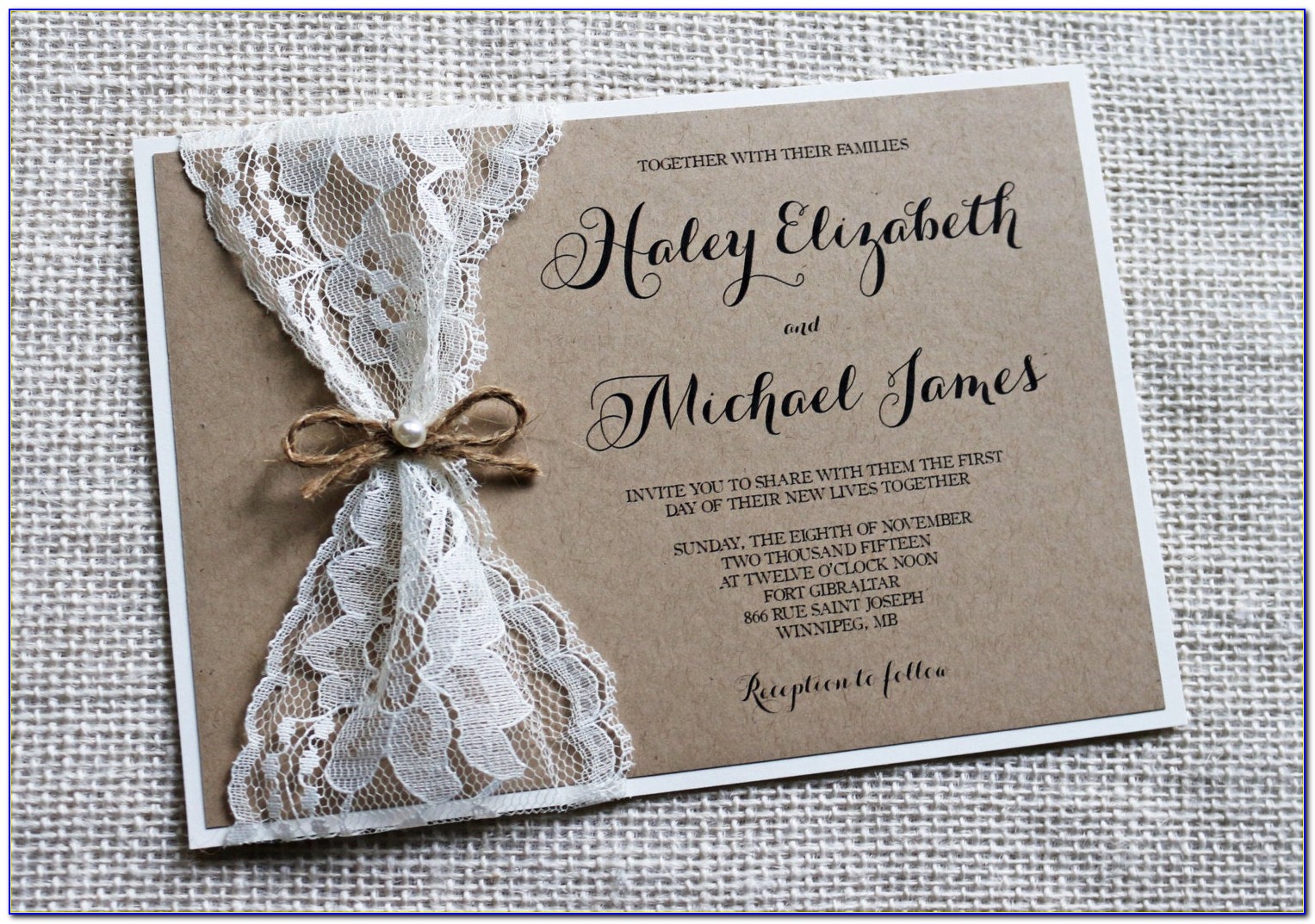 Rustic And Lace Wedding Invitations