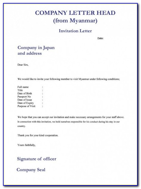 Sample Invitation Letter Australia Tourist Visa