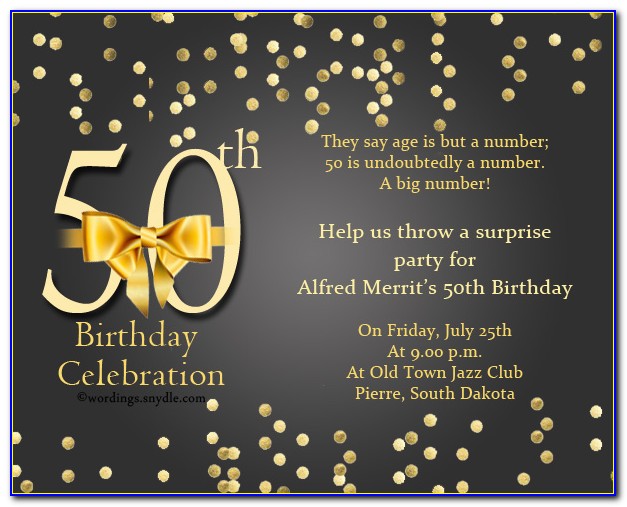 Samples Of 50th Birthday Invitations