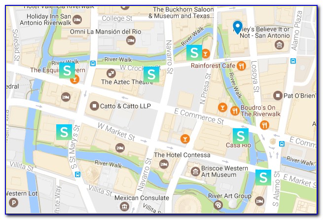 San Antonio Riverwalk Attractions Map