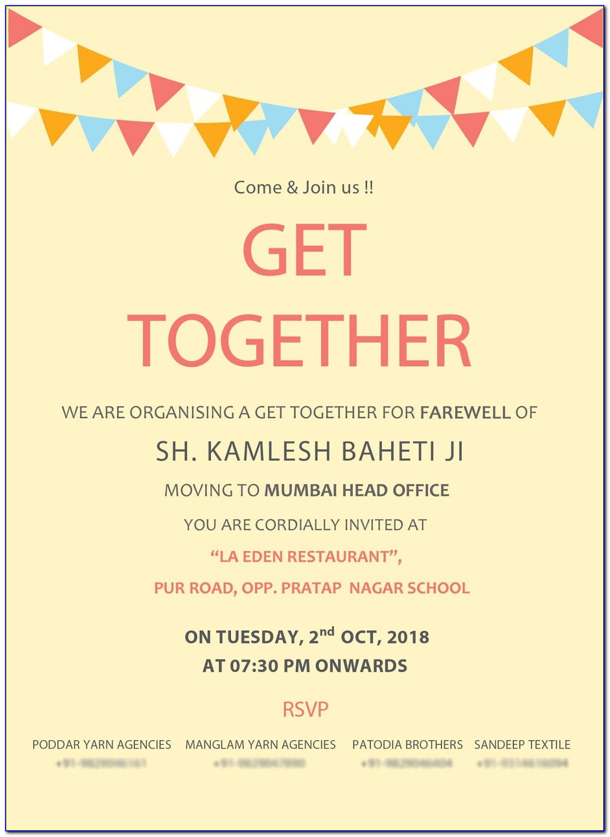 School Friends Get Together Invitation Card