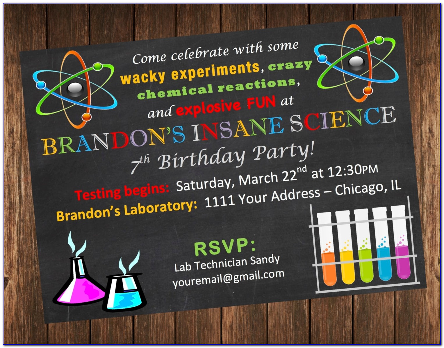 Science Birthday Invitations Printable