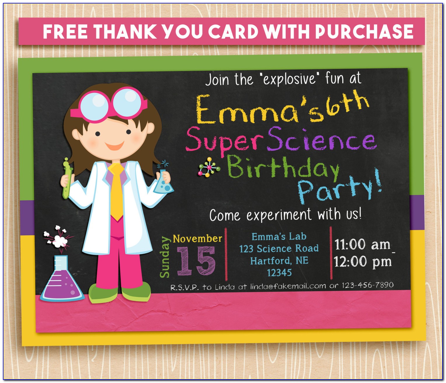 Science Birthday Party Invitations Printable