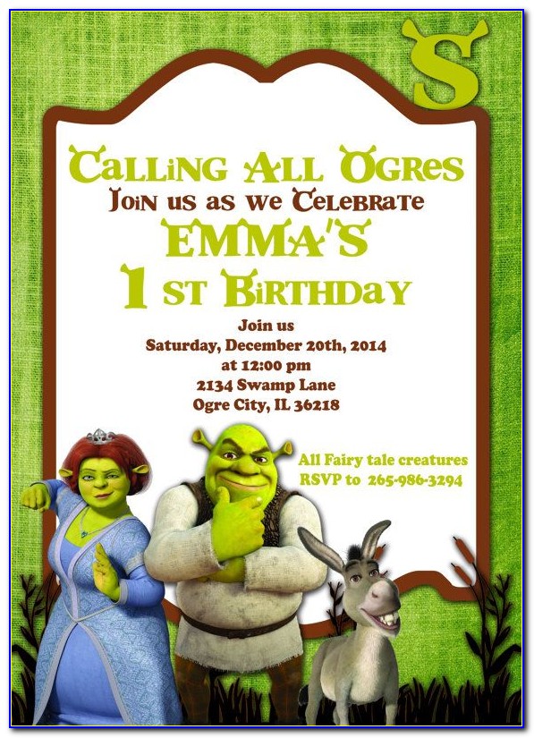 Shrek Birthday Invitations Free