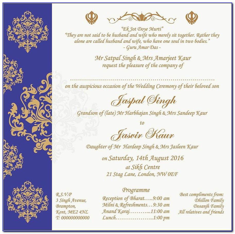 Sikh Wedding Invitation Cards Uk
