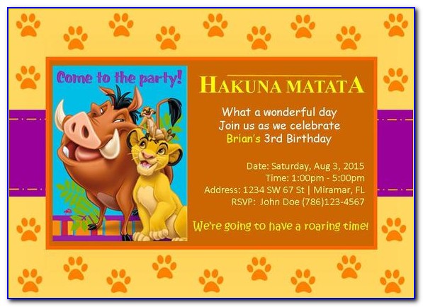 Simba Birthday Invitations