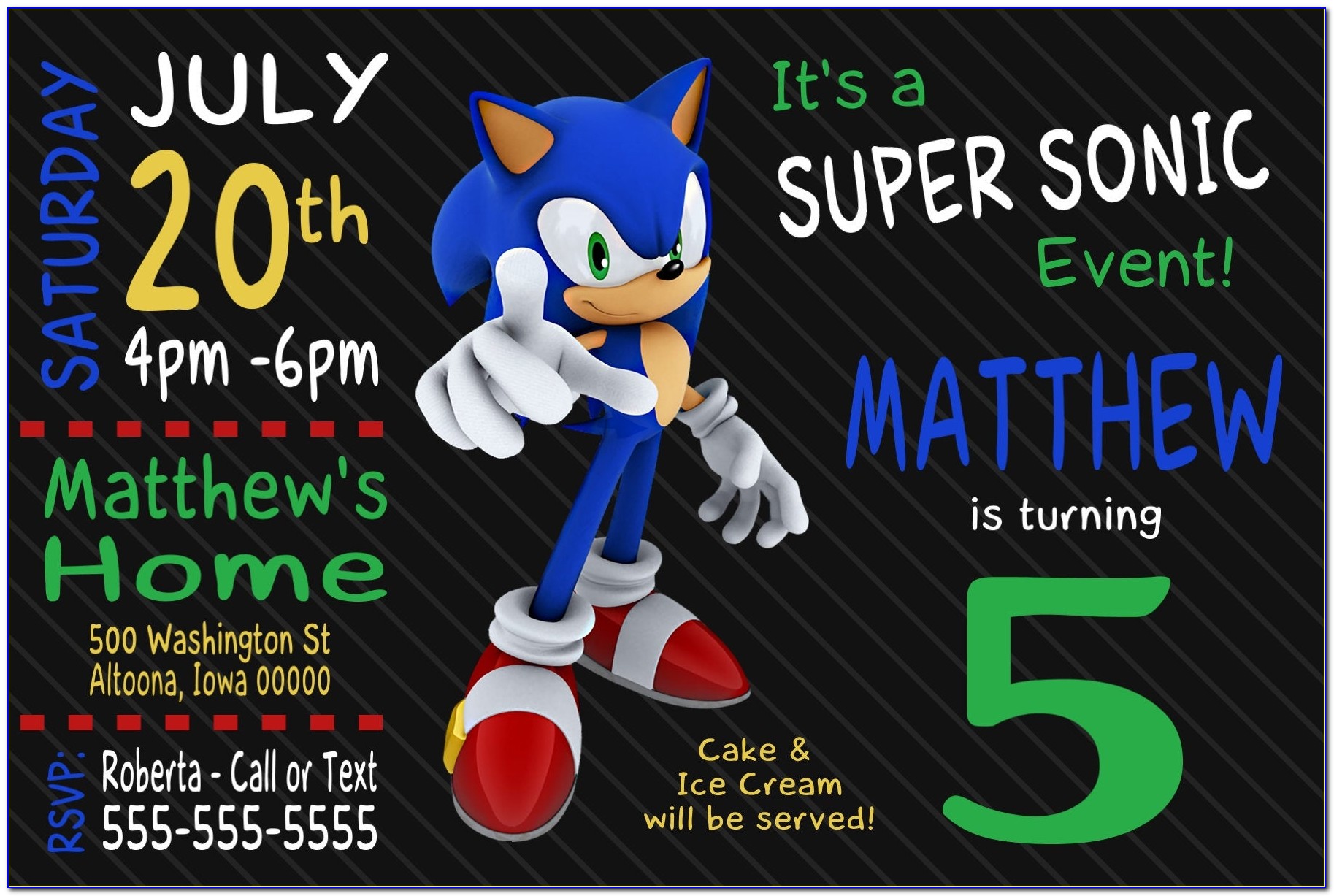 Sonic The Hedgehog Printable Birthday Invitations