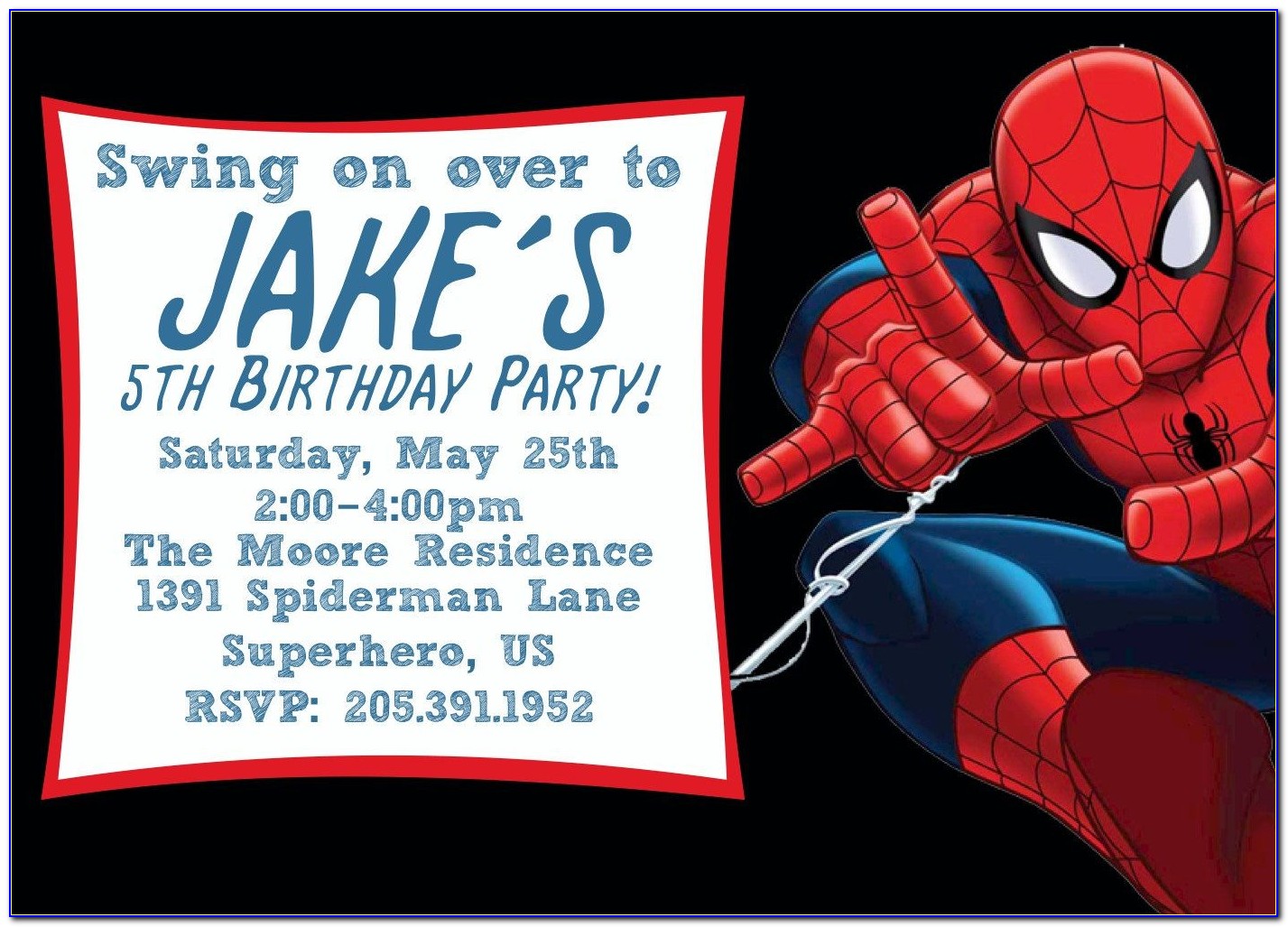 Spiderman Printable Birthday Invitation Cards