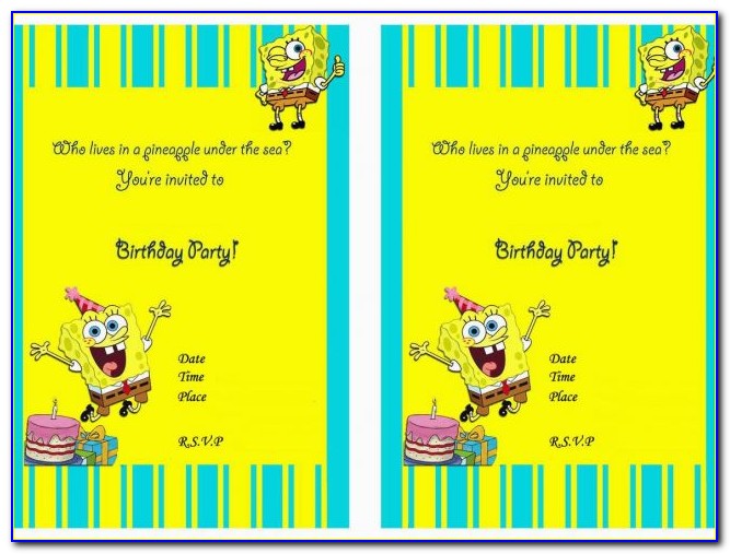Spongebob Squarepants Invitations Printable Free