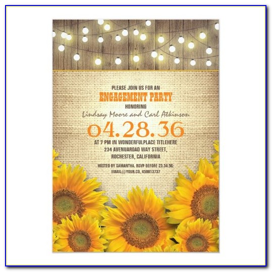 Sunflower Engagement Party Invitations