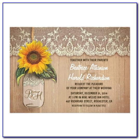 Sunflower Mason Jar Wedding Invitations