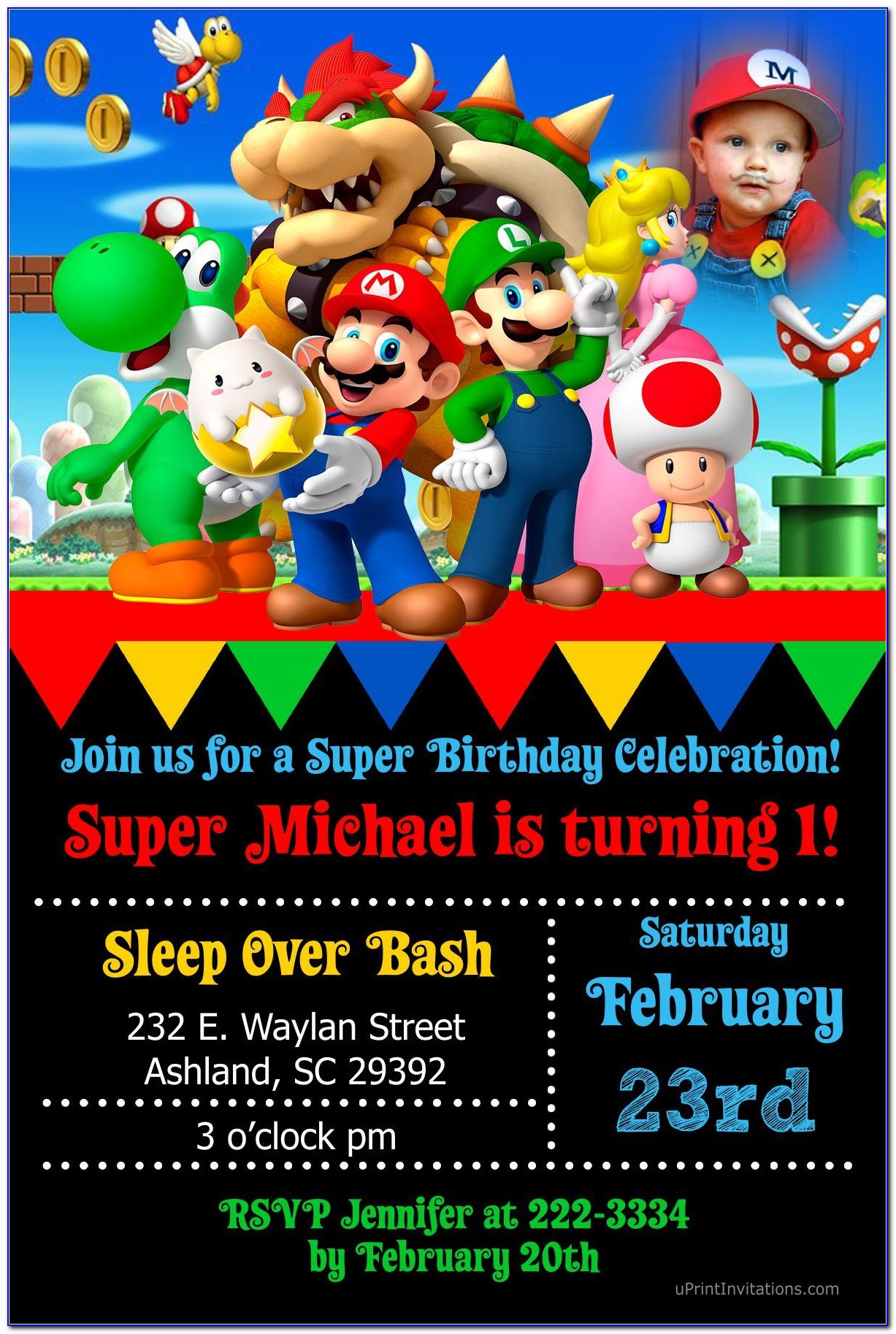 Super Mario Bros Free Online Invitations