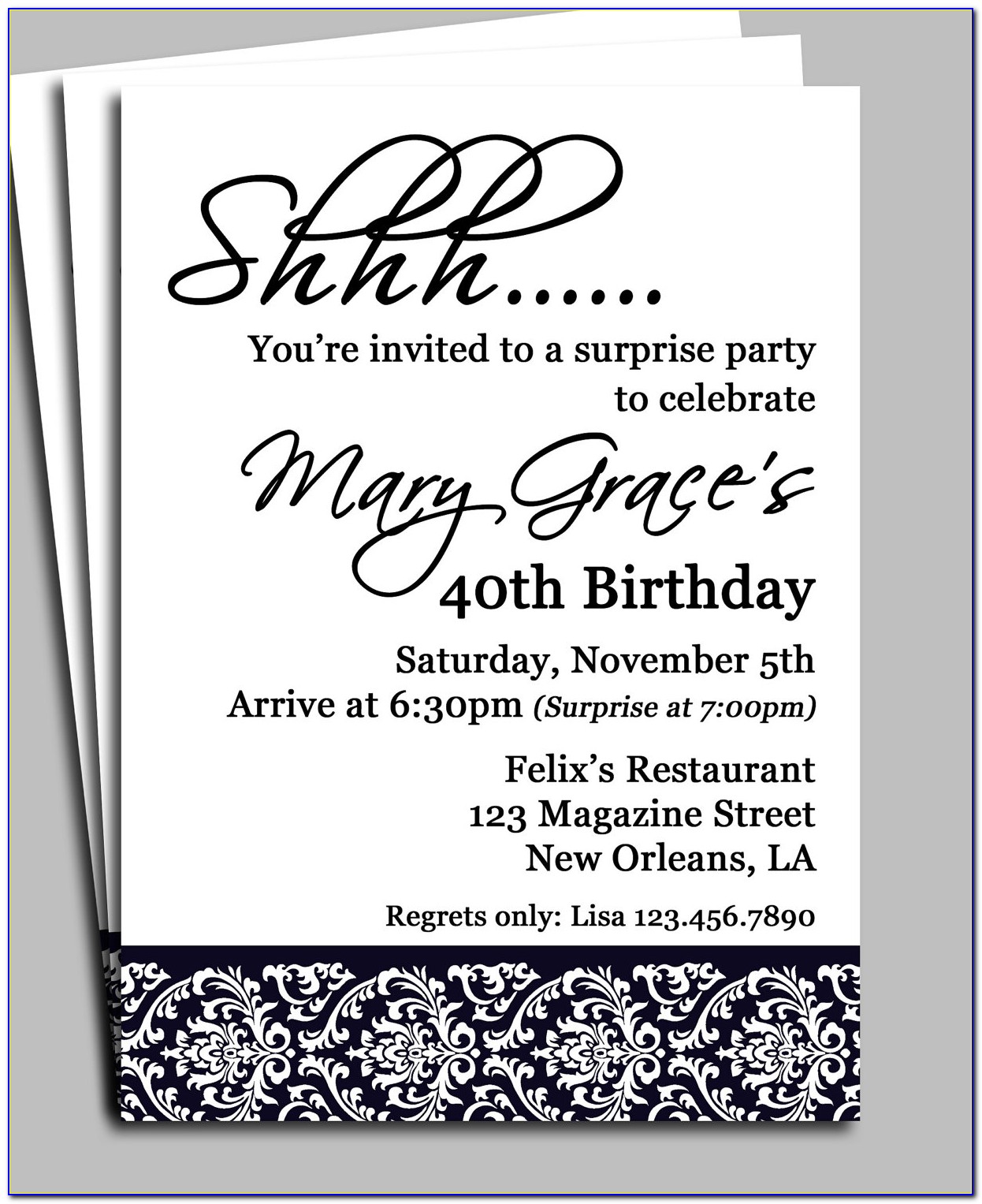 Surprise Birthday Invite Wording