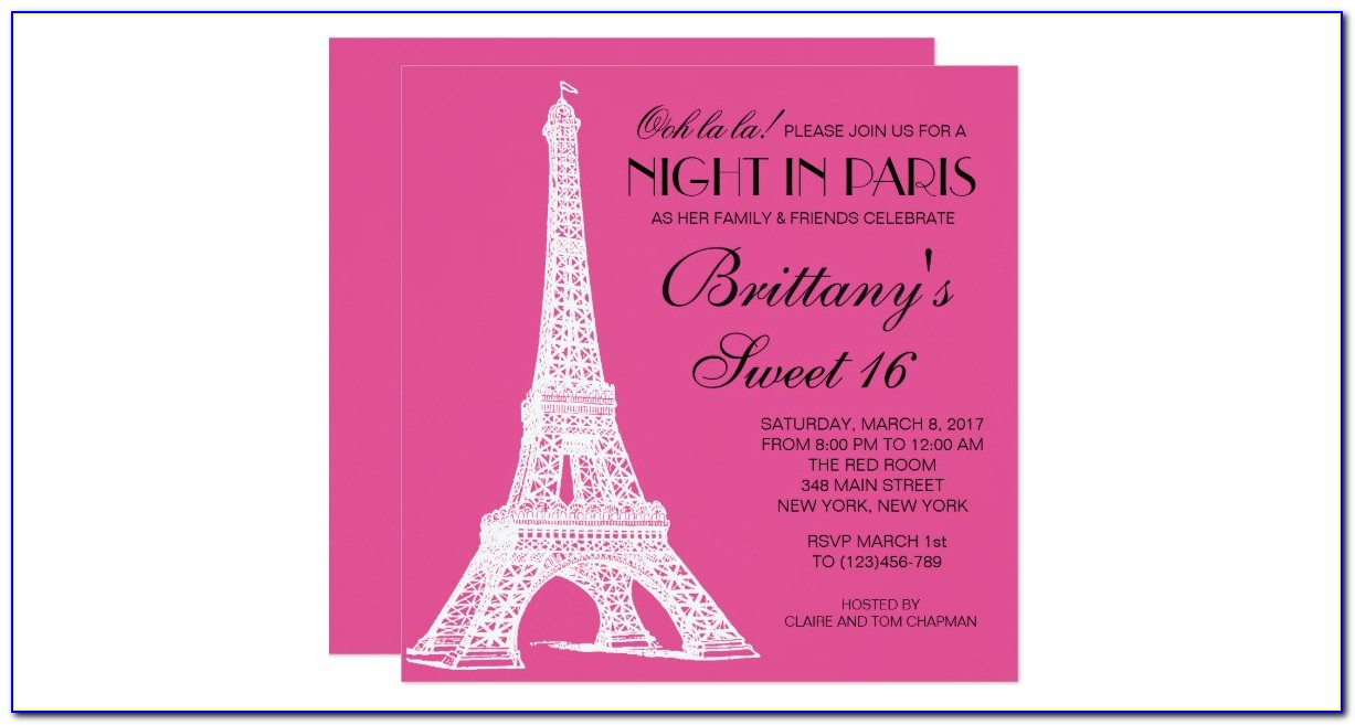 Sweet 16 Paris Party Invitations