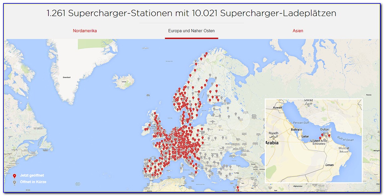 Tesla Supercharger Map Duitsland