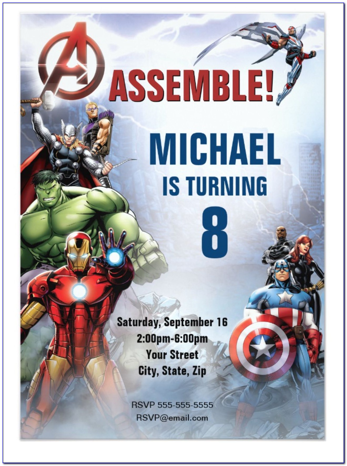 The Avengers Birthday Invitations Free