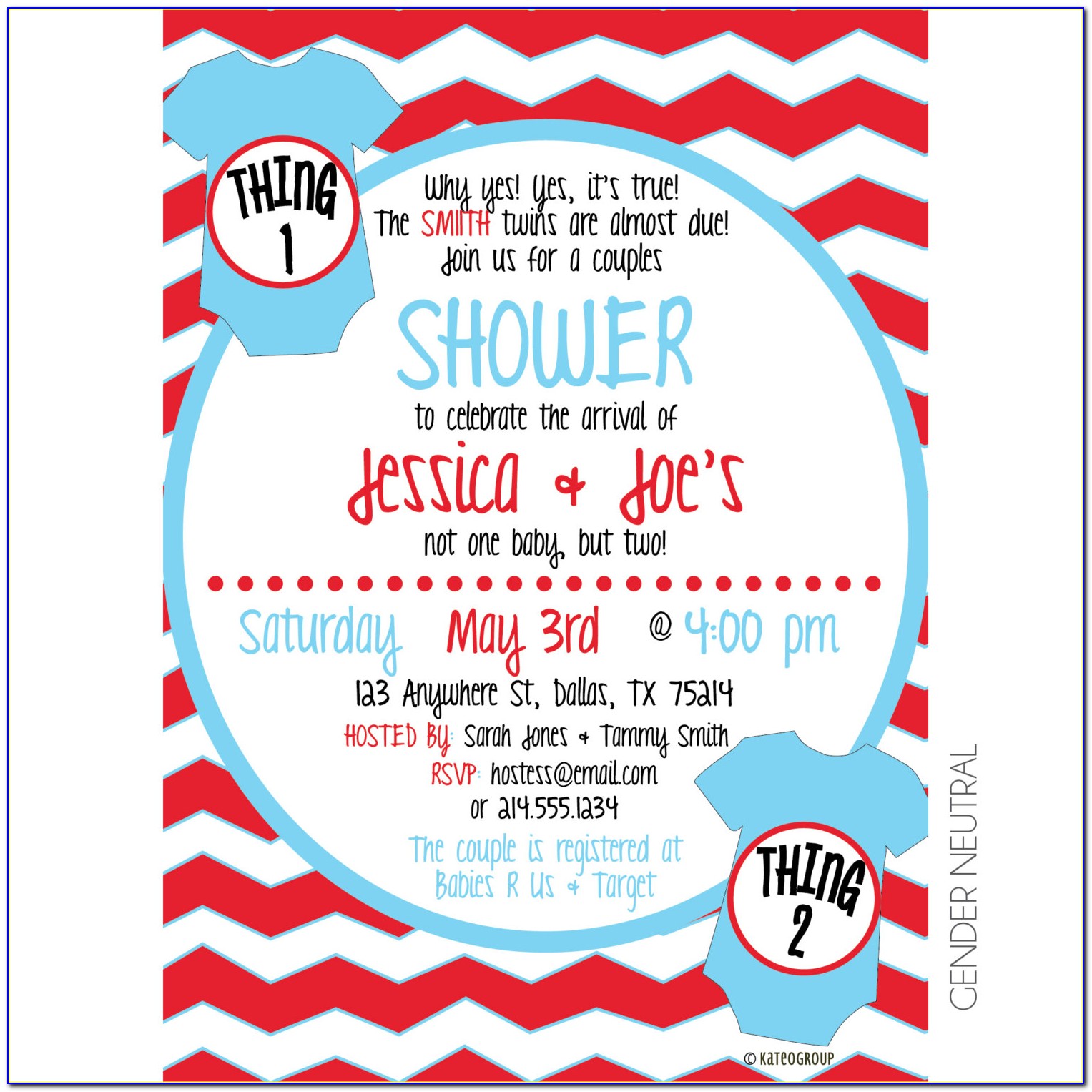 Thing 1 And Thing 2 Printable Invitations