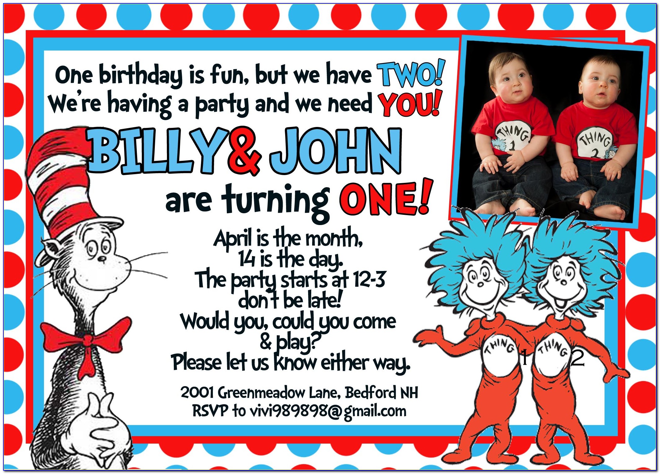 Thing 1 Thing 2 Birthday Party Decorations
