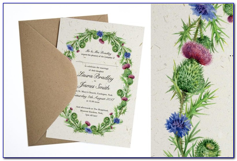 Thistle And Rose Wedding Invitations