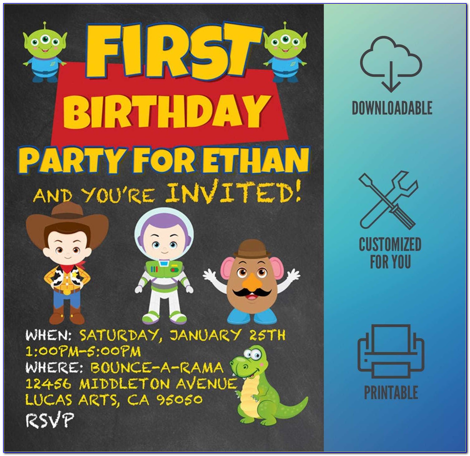 Toy Story Customized Birthday Invitations