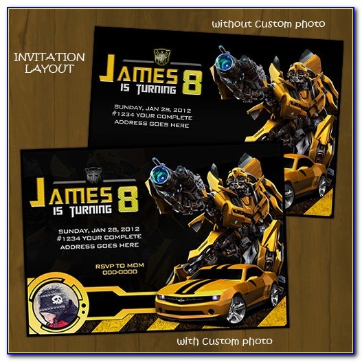 Transformers Bumblebee Birthday Party Invitations