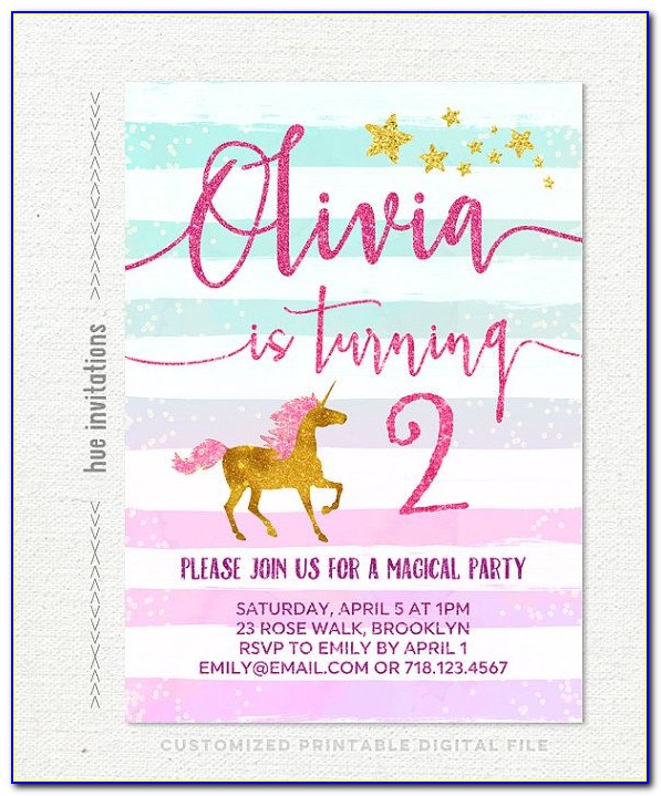Unicorn Free Invitations
