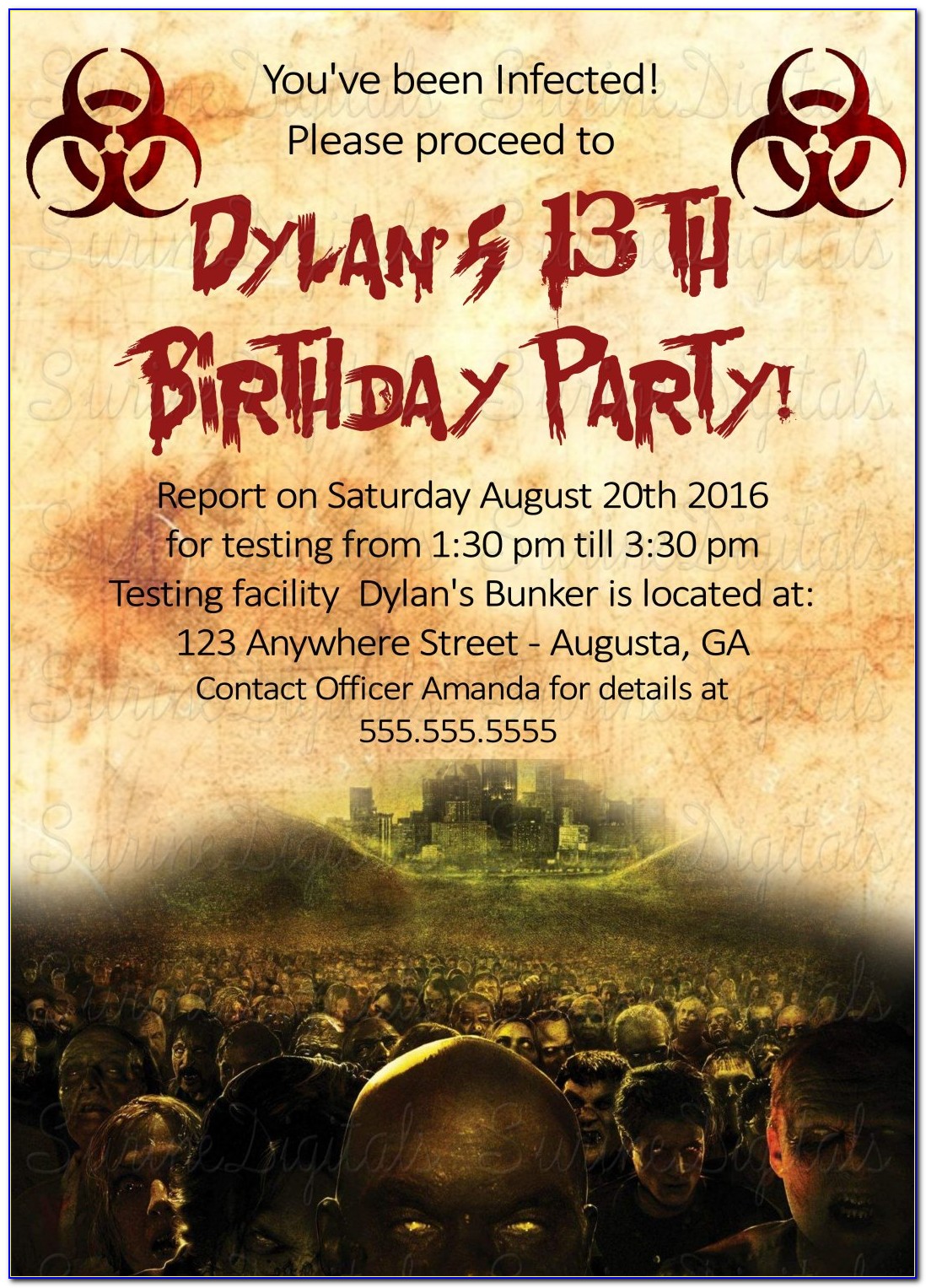 Walking Dead Birthday Invitations