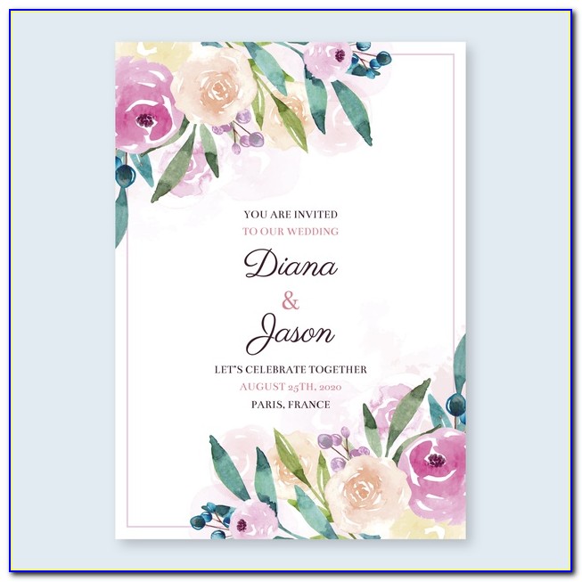 Watercolor Floral Wreath Wedding Invitations