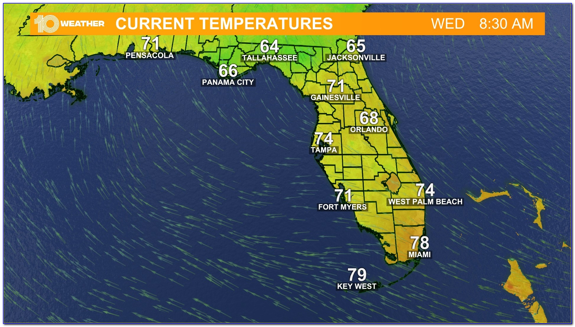 Weather Map Florida Temperature