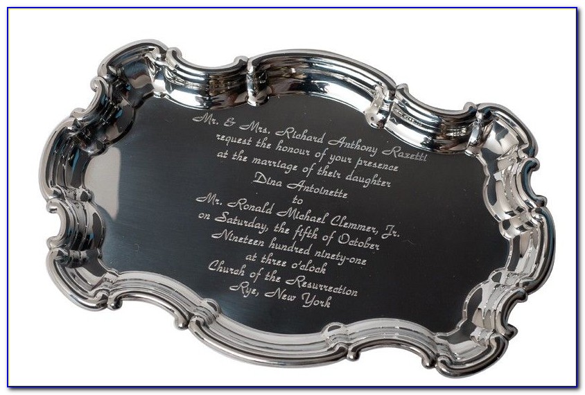 Wedding Invitation Engraved Silver Tray