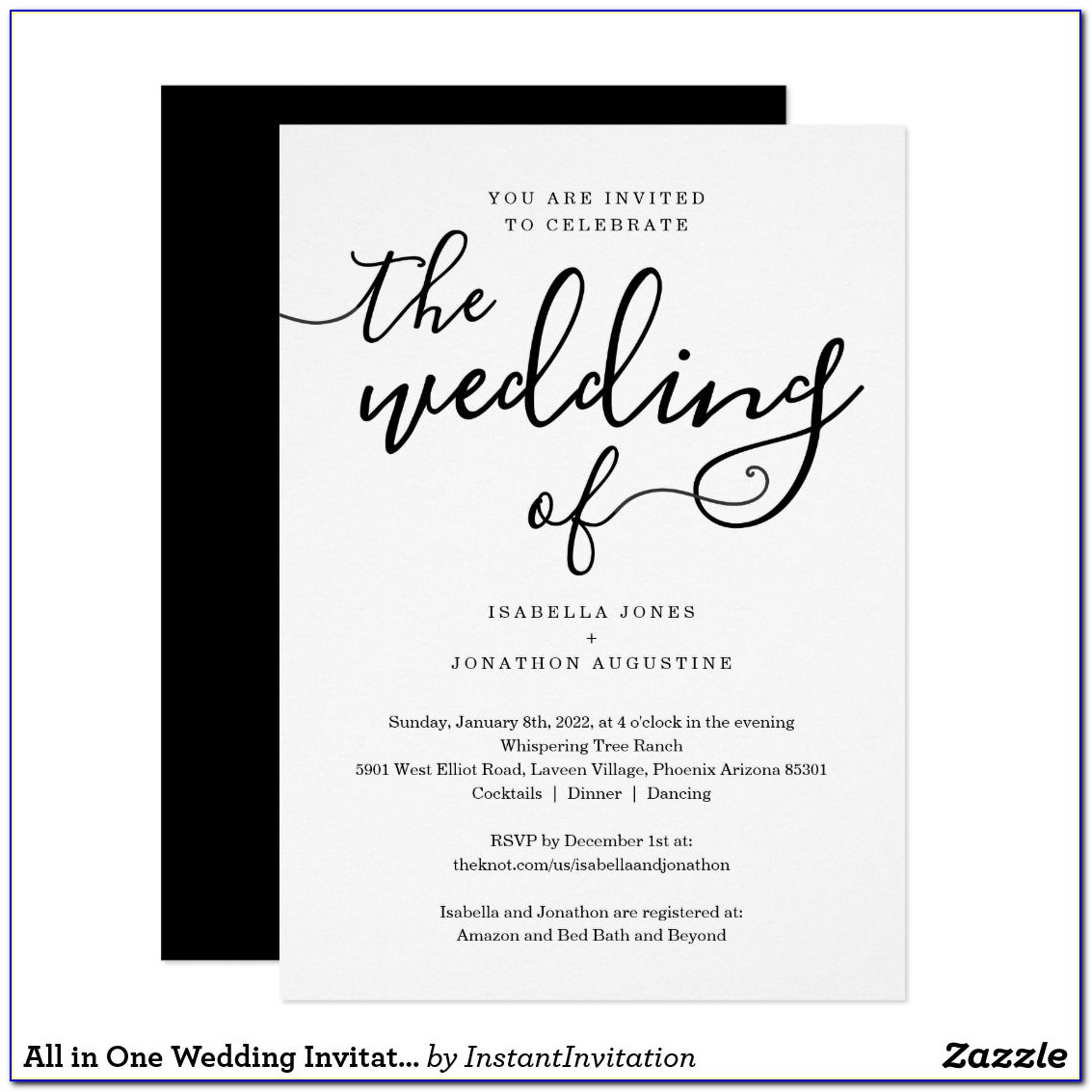 Wedding Invitations And Rsvp Cards All In One Cheap