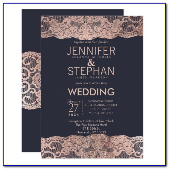 Wedding Invitations Navy Blue And Rose Gold