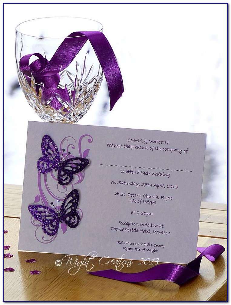 Wedding Invitations Purple Butterfly