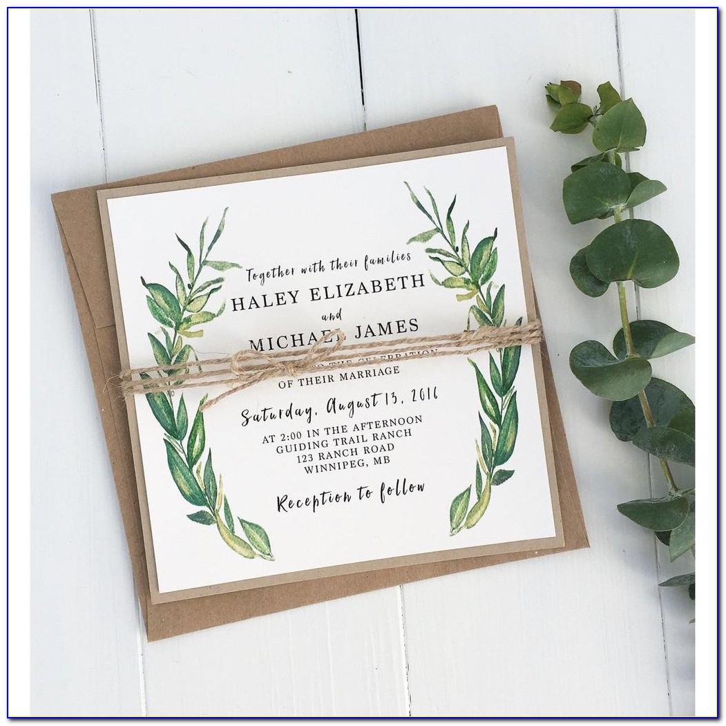 Wedding Invitations With Green Leaves