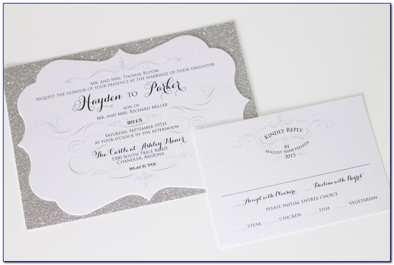 White Glitter Wedding Invitations