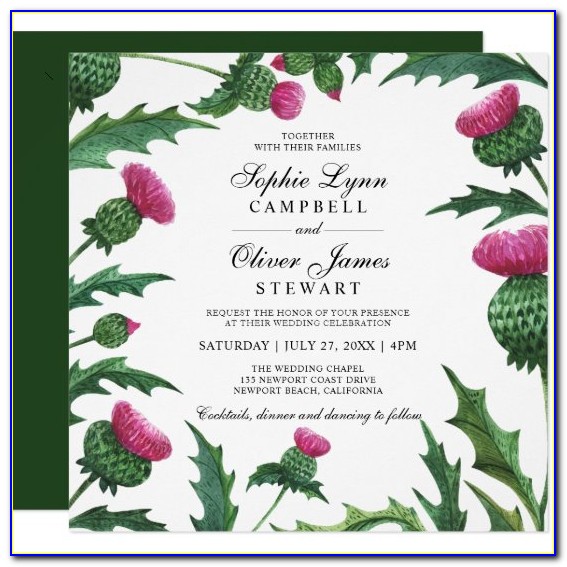 White Rose And Thistle Wedding Invitations