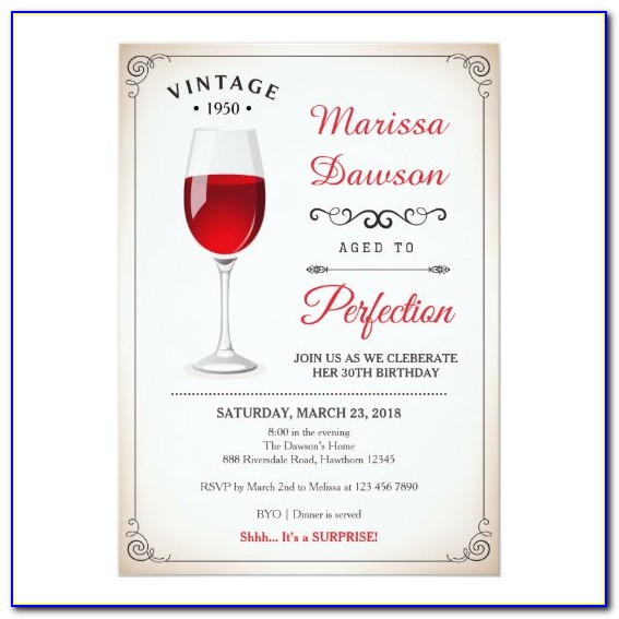 Wine Bottle Birthday Party Invitations