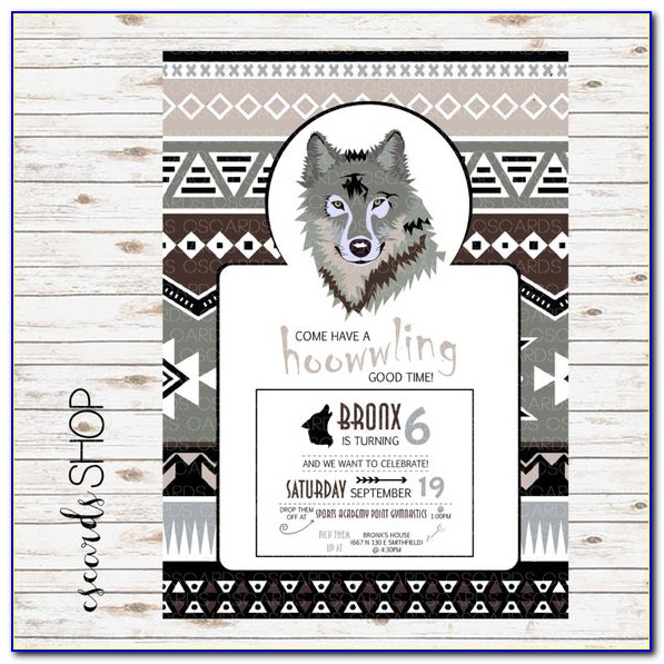 Wolf Themed Birthday Invitations