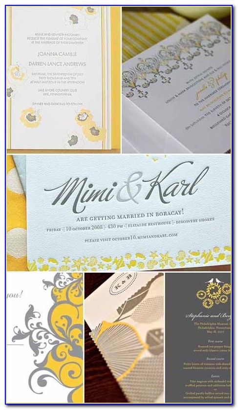 Yellow And Gray Wedding Invitations