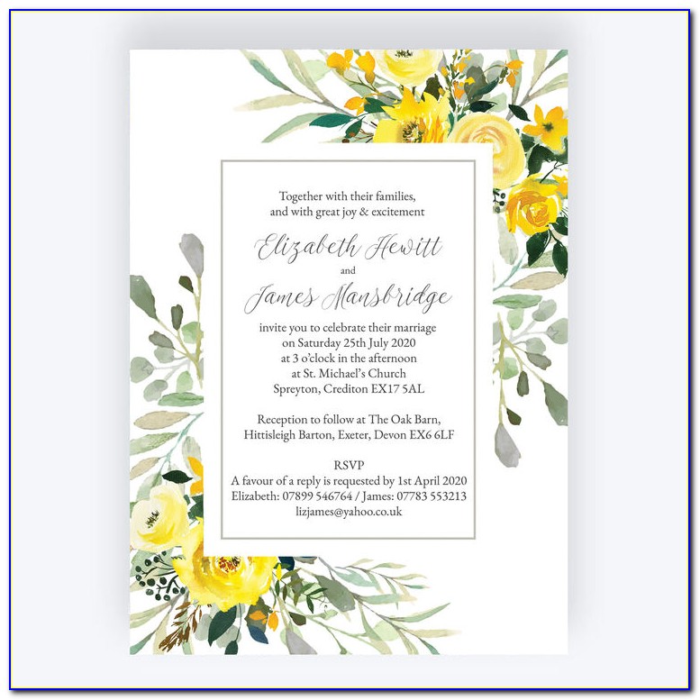 Yellow And Grey Wedding Invitations