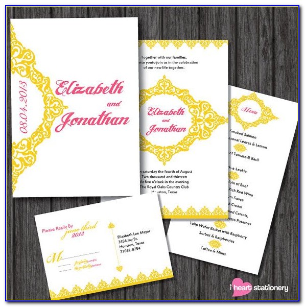 Yellow And Pink Wedding Invitations