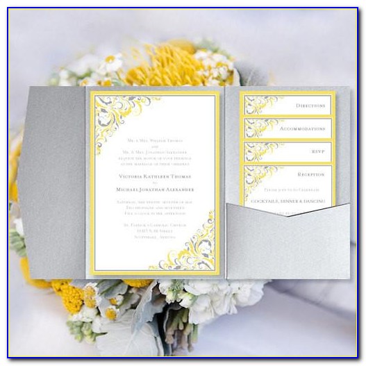Yellow And Silver Wedding Invitations